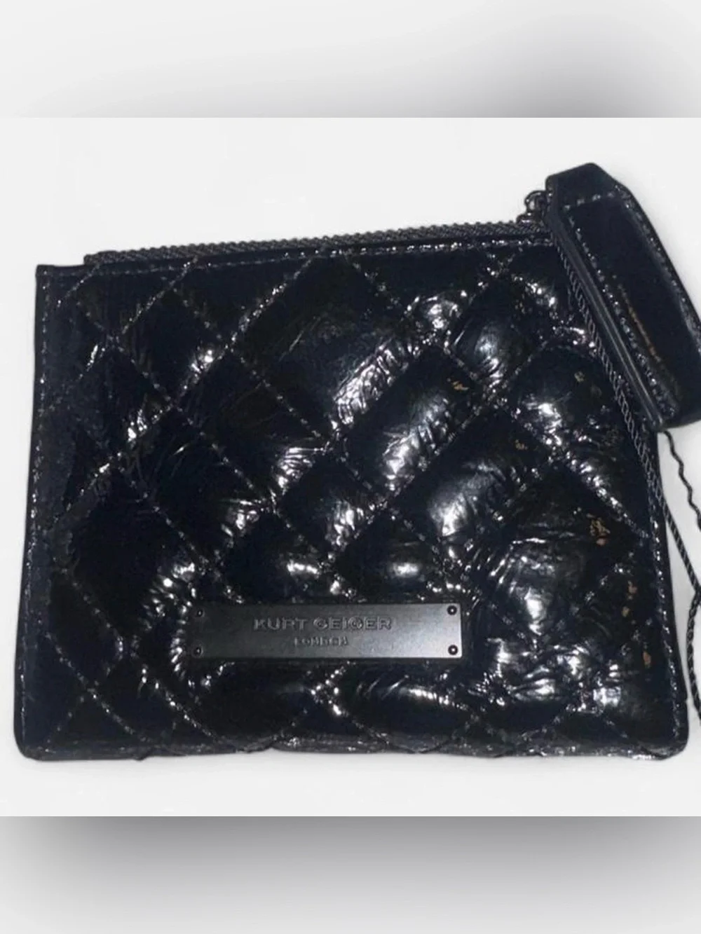 Kurt Geiger Black Quilted Patent Wallet